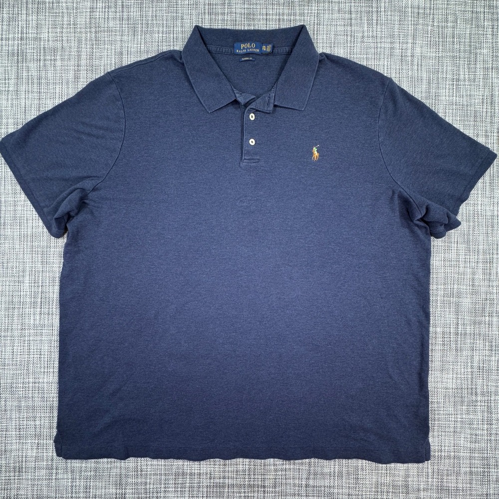 Polo Ralph Lauren Mens XXL Polo Shirt Navy Classic Fit Short Sleeve Pony Logo